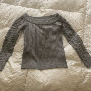 Off the shoulder grey rubbed sweater
